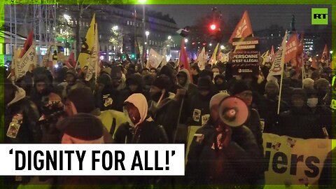 Demonstrators take to Paris streets against controversial immigration law