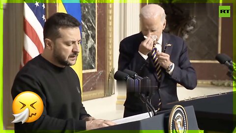 Biden blows his nose as Zelensky thanks US for support