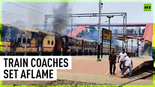 Trains torched as Patna protests turn violent
