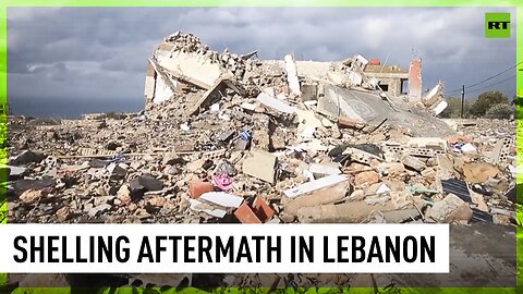 Building destroyed after shelling in Majdal Zoun in Lebanon