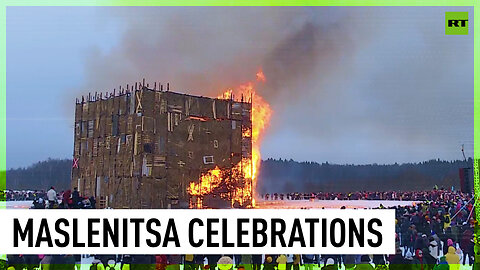 'Fourth Wall' art object goes up in flames at Maslenitsa celebrations