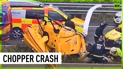 Helicopter crashes on busy highway in Spain
