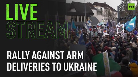 Rally against arm deliveries to Ukraine at Ramstein Air Base