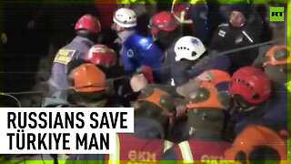 Russian EMERCOM rescue Türkiye man after 160 hours under rubble