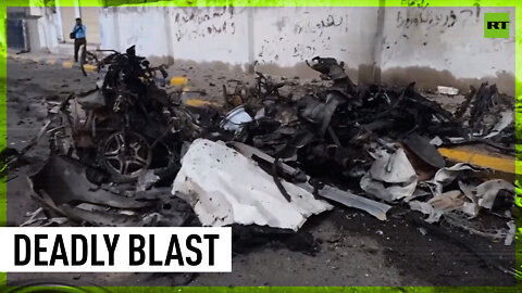 Aftermath of deadly car bomb blast in Yemen