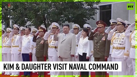 Kim visits naval command with his daughter