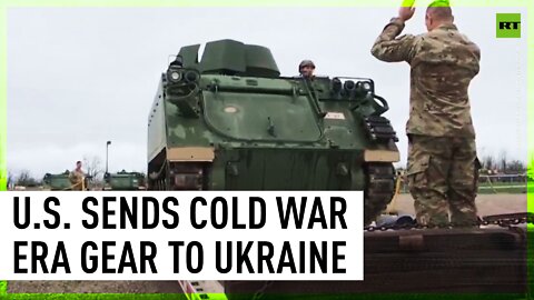 US National Guard prepares military gear to send to Ukrainian forces