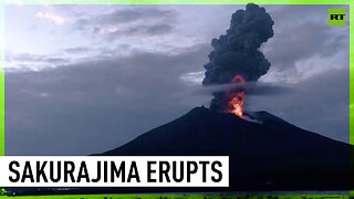 Sakurajima volcano spews columns of ash and smoke