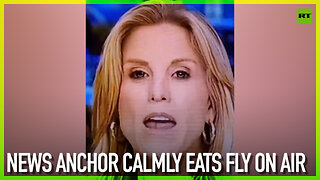 News anchor calmly eats fly on air