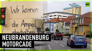 Vehicles roll through Neubrandenburg in protest over sanctions and energy policies