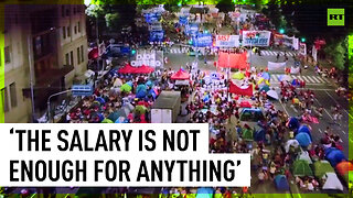 Activists set up protest camp against welfare cuts in Argentina