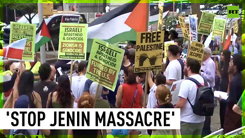 Pro-Palestine rally against aid to Israel following deadly Jenin raid