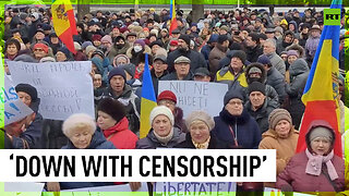 Protesters rally against ban on Russian-language channels in Moldova