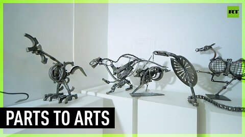 Chinese artist reshapes old bike parts