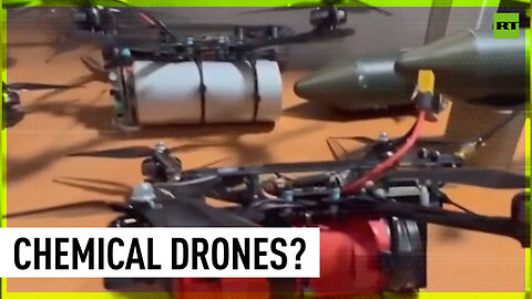 Ukrainian soldier shows off purported chemical weapons drones