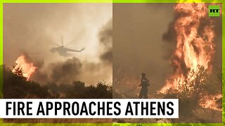 Greece continues to fight wildfires as flames approach country's capital