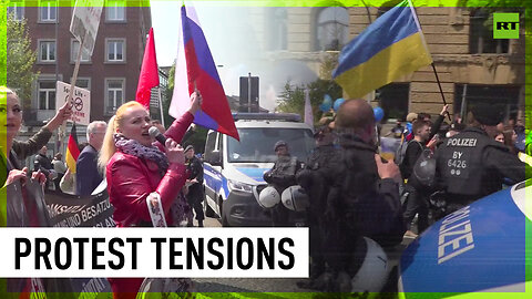 Pro-Russian & pro-Ukrainian protesters clash in Germany