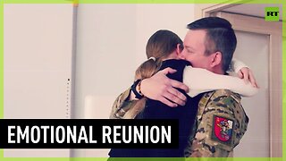 Father returns from frontline, surprises daughters at school
