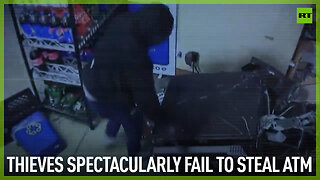 Thieves spectacularly fail to steal ATM