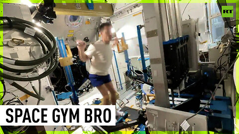 Russian cosmonaut doesn't skip gym even in space
