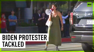 Protester tackled by Secret Service amid Biden’s LA visit