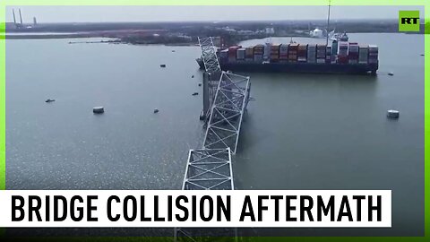 Collapsed Francis Scott Key Bridge | Aerial footage