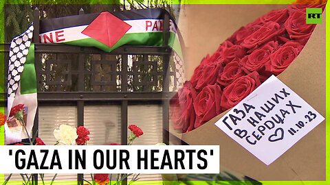 Muscovites bring flowers to Palestinian Embassy amid escalation in Gaza