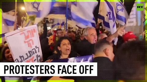 Rival protesters trade insults outside event attended by Netanyahu in Israel
