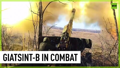 Russian Giatsint-B field gun performs missions in conflict zone