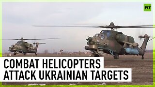 Russian Mi-28 and Mi-35M helicopters destroy Ukrainian positions