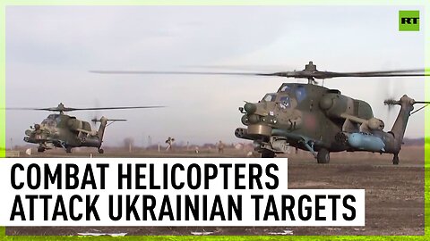 Russian Mi-28 and Mi-35M helicopters destroy Ukrainian positions