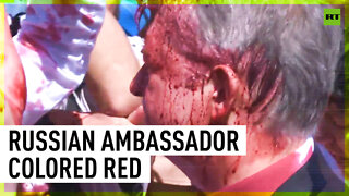 Russian ambassador attacked in Warsaw during V-day event