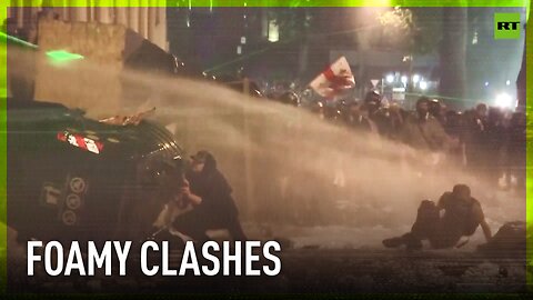 Protesters hit by tear gas and water cannons in Tbilisi