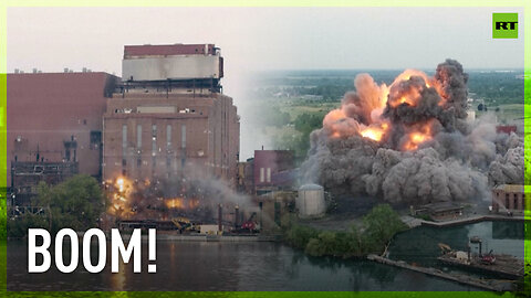 Shuttered power plant turned to rubble near Detroit