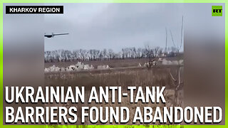 Ukrainian anti-tank barriers found abandoned