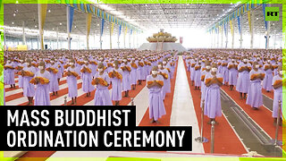 Mass ordination ceremony at Phra Dhammakaya temple in Thailand