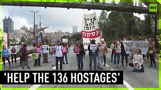 Protesters block Jerusalem road demanding immediate release of hostages held by Hamas