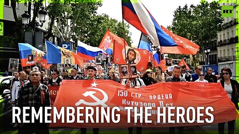 Hundreds commemorate Victory Day with Immortal Regiment march in Madrid