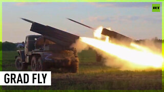 Russia’s Grad multiple launch rocket system in action amid ongoing military operation