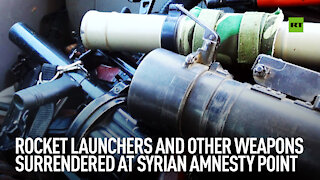 Rocket launchers and other weapons surrendered at Syrian amnesty point