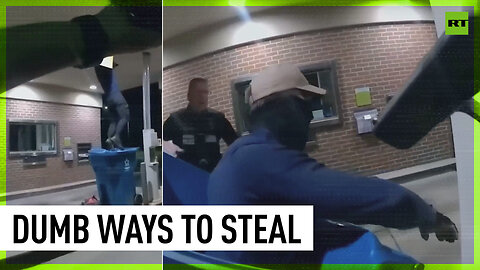 Dumb robber falls into recycling bin during escape