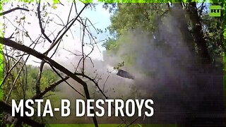 Msta-B howitzer annihilates UAV crews and Ukrainian platoon strongholds