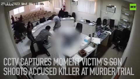 CCTV captures moment victim’s son shoots accused killer at murder trial