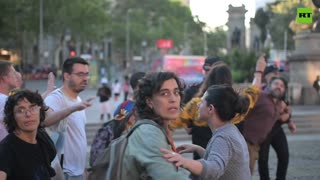 Palestinian supporters set up camp in Barcelona in solidarity with Gaza