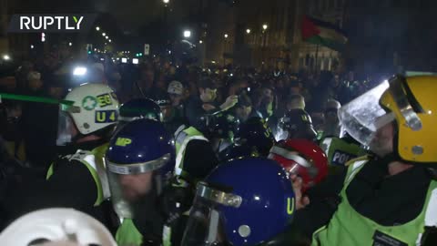 BoJo effigy burns as Bonfire Night protesters clash with police