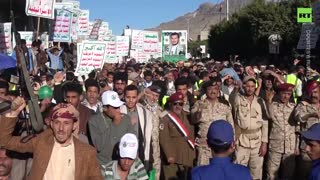 THOUSANDS of Yemenis denounce 'US-backed siege' at armed rally