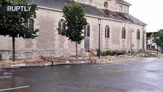 Tornado damages church in France’s Saint-Nicolas-de-Bourgueil commune
