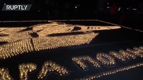 80 years of remembrance | Outline of WW2 era IL-2 plane formed with candles in Samara
