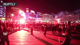 Red flares & fireworks | 'Men in Black' march against COVID-19 restrictions