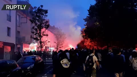 French police used tear gas to disperse a street party in Nantes